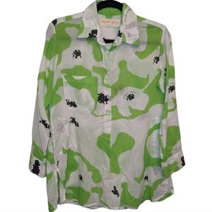 Virginia Johnson Women's Abstract Oversized Button-Down Shirt 💚